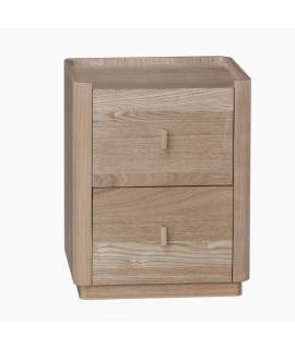 Mesita de Noche 2 Cajones Madera Fresno Natural Nereide