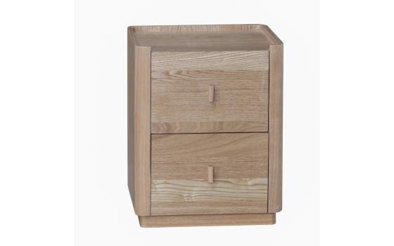 Mesita de Noche 2 Cajones Madera Fresno Natural Nereide