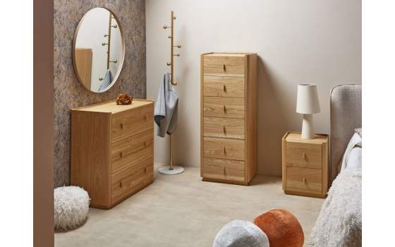 Mesita de Noche 2 Cajones Madera Fresno Natural Nereide