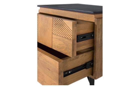 Mesita de Noche 2 Cajones Tapa Negra Serie Adarbe