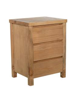 Mesita de Noche 3 Cajones Madera Pino Color Miel Serie Arckel