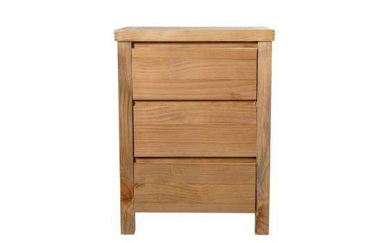 Mesita de Noche 3 Cajones Madera Pino Color Miel Serie Arckel