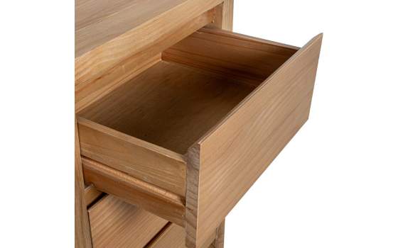 Mesita de Noche 3 Cajones Madera Pino Color Miel Serie Arckel