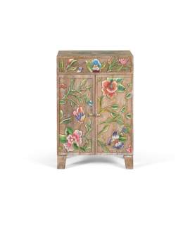 Mesita de Noche Alta Decorada Diseño Florales Serie Tayina