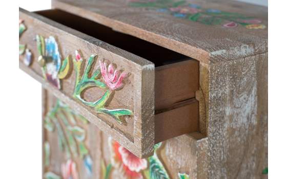 Mesita de Noche Alta Decorada Diseño Florales Serie Tayina