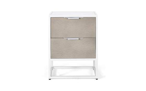 Mesita de Noche Blanca 2 Cajones Acero Serie Derians