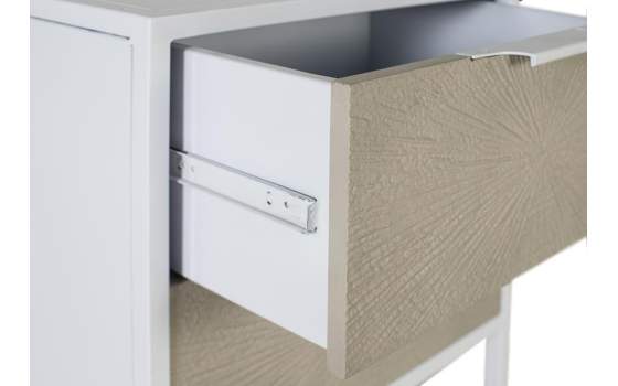 Mesita de Noche Blanca 2 Cajones Acero Serie Derians