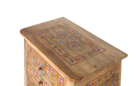 Mesita de Noche Decorada con Flores 3 Cajones Arialest