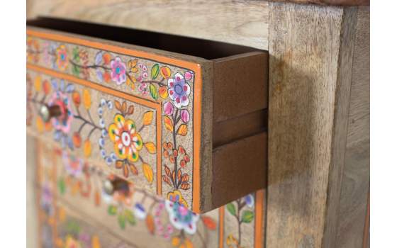 Mesita de Noche Decorada con Flores 3 Cajones Arialest