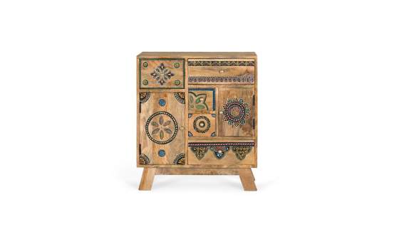 Mesita de Noche Estilo Oriental de Madera Maciza Serie Alpuin Mesita de Noche Estilo Oriental de Madera Maciza Serie Alpuin