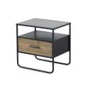 Mesita de Noche Industrial 1 Cajon Madera Metal Baillet