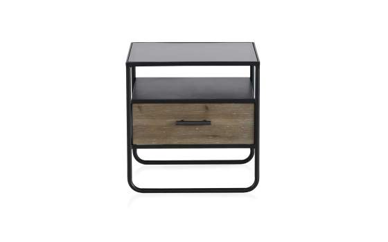 Mesita de Noche Industrial 1 Cajon Madera Metal Baillet