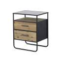 Mesita de Noche Industrial 2 Cajones Madera Metal Baillet
