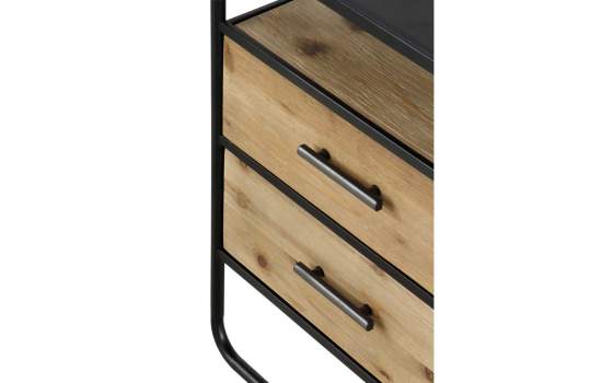Mesita de Noche Industrial 2 Cajones Madera Metal Baillet