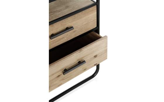 Mesita de Noche Industrial 2 Cajones Madera Metal Baillet