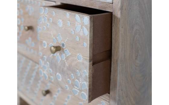 Mesita  de Noche Madera Mango 5 Cajones Serie Avriut