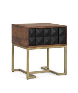 Mesita de Noche Moderna 1 Cajon Madera Mango Angiot