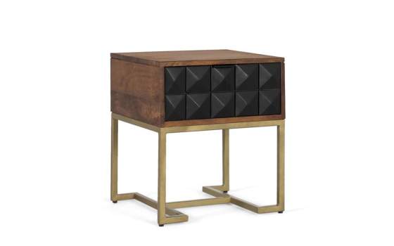 Mesita de Noche Moderna 1 Cajon Madera Mango Angiot