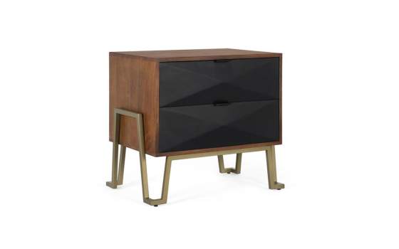 Mesita de Noche Moderna 2 Cajones Madera Mango Angiot