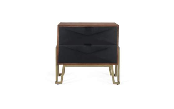 Mesita de Noche Moderna 2 Cajones Madera Mango Angiot