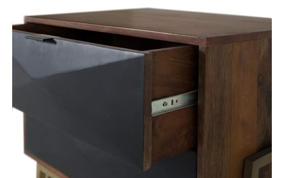 Mesita de Noche Moderna 2 Cajones Madera Mango Angiot