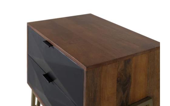 Mesita de Noche Moderna 2 Cajones Madera Mango Angiot