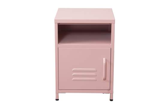 Mesita de Noche Moderna Metalica 1 Puerta Rosa Serie Baquijar