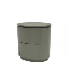 Mesita de Noche Oval 2 Cajones Lacado Verde Serie London