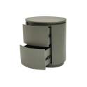 Mesita de Noche Oval 2 Cajones Lacado Verde Serie London