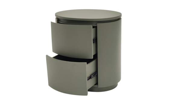 Mesita de Noche Oval 2 Cajones Lacado Verde Serie London