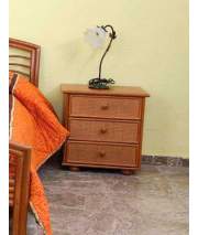 Mesita de Noche Rattan Mimbre 3 Cajones Serie Atains