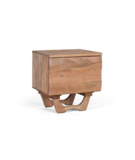 Mesita de Noche Rstica Madera Acacia 1 Puerta Natild