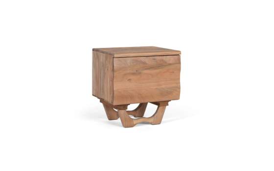 Mesita de Noche Rstica Madera Acacia 1 Puerta Natild