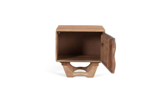 Mesita de Noche Rstica Madera Acacia 1 Puerta Natild