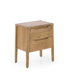 Mesita de Noche Rustica 2 Cajones Piramidal Madera Mango - Attle