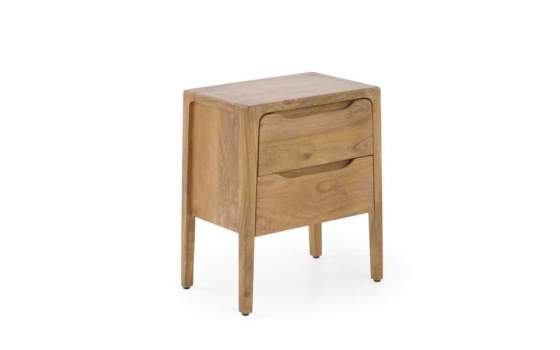 Mesita de Noche Rustica 2 Cajones Piramidal Madera Mango - Attle