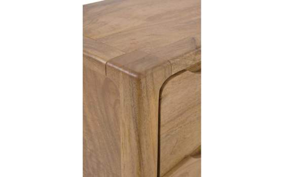 Mesita de Noche Rustica 2 Cajones Piramidal Madera Mango - Attle