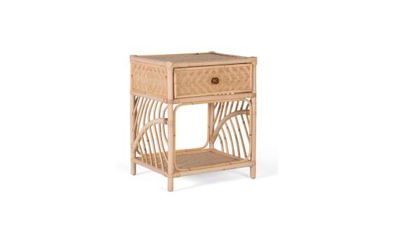 Mesita de ratan Natural Moderna 1 Cajon Serie Talian Mesita de ratan Natural Moderna 1 Cajon Serie Talian