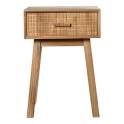 Mesita Dormitorio 1 Cajon Madera Natural Tallada Ardoll