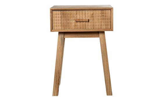 Mesita Dormitorio 1 Cajon Madera Natural Tallada Ardoll