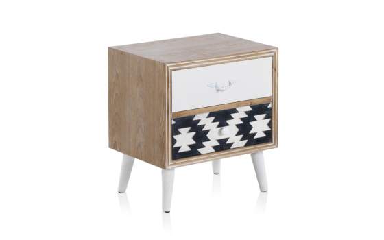 Mesita Dormitorio 2 Cajones Decorados Estilo Retro Patrones