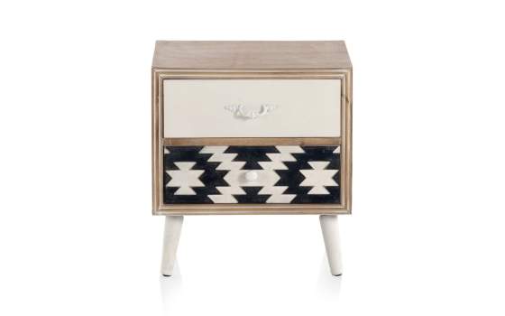 Mesita Dormitorio 2 Cajones Decorados Estilo Retro Patrones