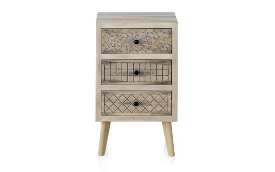 Mesita Dormitorio 3 Cajones Decorados Estilo Actual Alamos