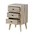 Mesita Dormitorio 3 Cajones Decorados Estilo Actual Alamos