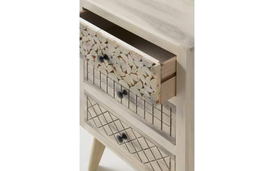 Mesita Dormitorio 3 Cajones Decorados Estilo Actual Alamos