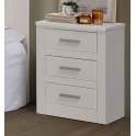 Mesita Dormitorio Actual 3 Cajones Blanca Serie Dantany
