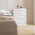 Mesita Dormitorio Actual 3 Cajones Blanca Serie Dantany