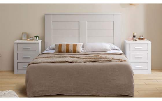 Mesita Dormitorio Actual 3 Cajones Blanca Serie Dantany