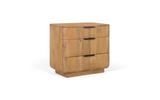 Mesita Dormitorio Actual 3 Cajones Madera Mango Adyer