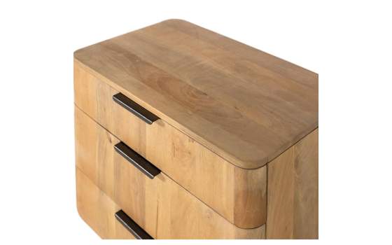 Mesita Dormitorio Actual 3 Cajones Madera Mango Adyer